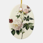 white  rose  flowers, Pierre Joseph Redouté Christmas Ornaments