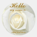 White Rose, Hello_ Round Sticker