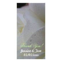 White Rose Petal Wedding Photo Greeting Card