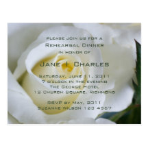 White Rose • Rehearsal Dinner Invitation Post Cards