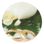 White Rose with Gold Wedding Ring Stickers