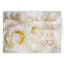 White roses 50th Wedding Anniversary Cards