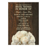 White Roses & Barnwood Rustic Bridal Shower Invite