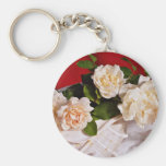 White roses  flowers key chains