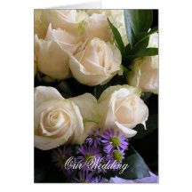 White Roses Wedding Invitation Greeting Cards