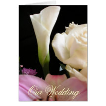White Roses Wedding Invitation Greeting Cards