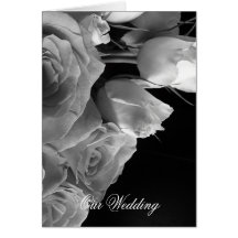 White Roses Wedding Invitation Greeting Cards