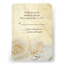 White Roses with rings RSVP Invitations