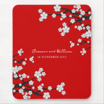 White Sakuras Flower Custom Favour / Gift Mousepad