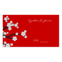 White Sakuras Flower Custom Table / Place Card Business Card Templates