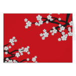 White Sakuras on Red Invitation/ Announcement Card