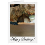 White Sandy Beach; Happy Birthday Greeting Card