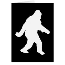 White Sasquatch Silhouette For Dark Backgrounds Greeting Cards