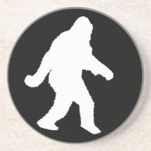 White Sasquatch Silhouette For Dark Backgrounds Coasters