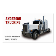White Semi Truck Driver Business Card Template