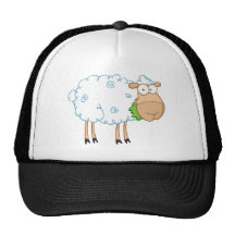 White Sheep Cartoon Character Mesh Hats