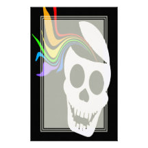 White Skull Rainbow Blank Stationery