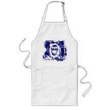 White Skull Splatter Reversed Long Apron With Dark