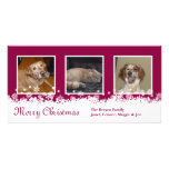White Snowflake Christmas red holiday custom Photo Greeting Card