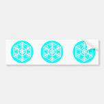 White snowflake in a light blue circle bumper stickers