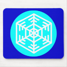 White snowflake in a light blue circle mouse pads