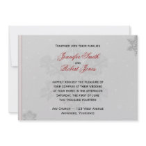 White Snowflakes on Silver Invitation