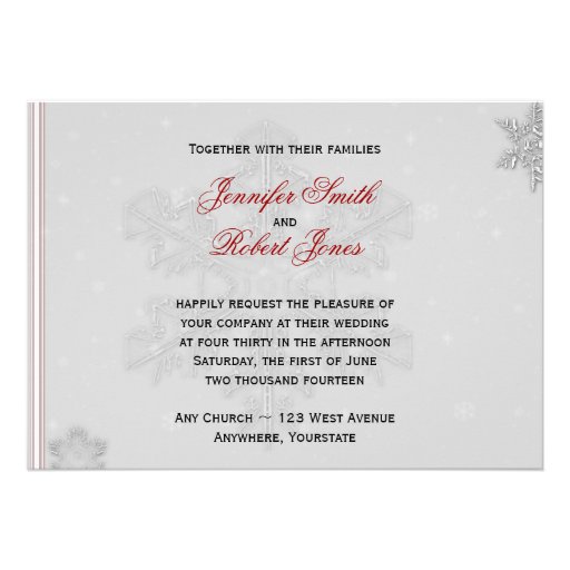 White Snowflakes on Silver Invitation