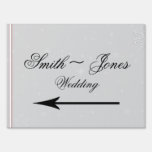 White Snowflakes on Silver Wedding Direction Sign