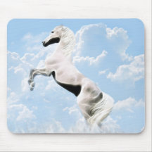 White stallion horse rearing mousepad