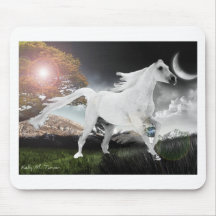 White Stallion Riding Horse Mousepad