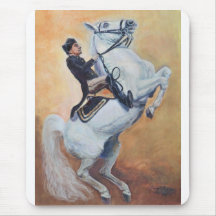 White Stallion with Dressage Rider Mouse Pads