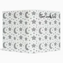 white stars and moon patterns 3 ring binder