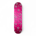 White Stars Gradient Pink: Custom Skateboard