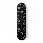 White Stars on Black Background: Skateboard
