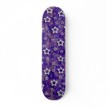 White Stars on Dark Squares: Custom Skateboard