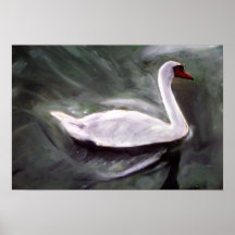 White Swan Oil Painting Poster