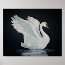 White Swan, painting by DiDi Poster