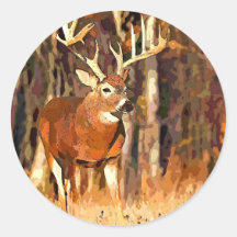 White Tail Buck Round Sticker
