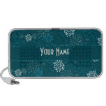 White Teal and Blue Floral PC Speakers