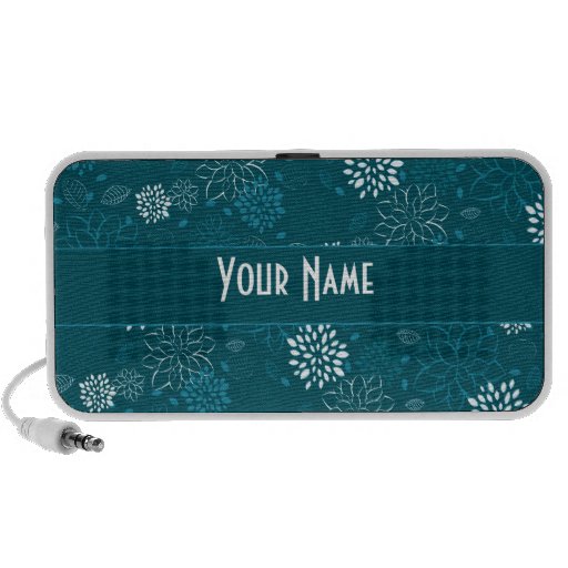 White Teal and Blue Floral PC Speakers