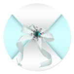 White Teal Blue Envelope Seal Party Favor Labels Stickers