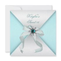 White Teal Blue Sweet 16 Party