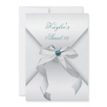 White Teal Sweet 16 Birthday Party invitations