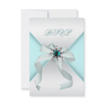 White Teal Sweet 16 Party Personalized Invitations
