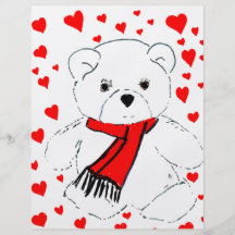 White Teddy Bear and Hearts Flyer