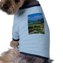 White The flowered courtyard of Gruyere Castle flo Dog Tshirt