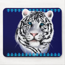 White Tiger Face Mousepad
