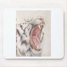 White Tiger Growling Mouse Pad