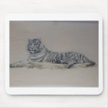 White Tiger in Repose Mouse Pad