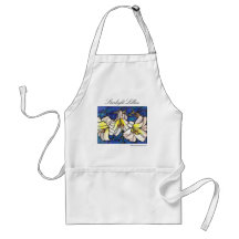 White Tiger Lily Flowers Stained Glass Design Art Apron
